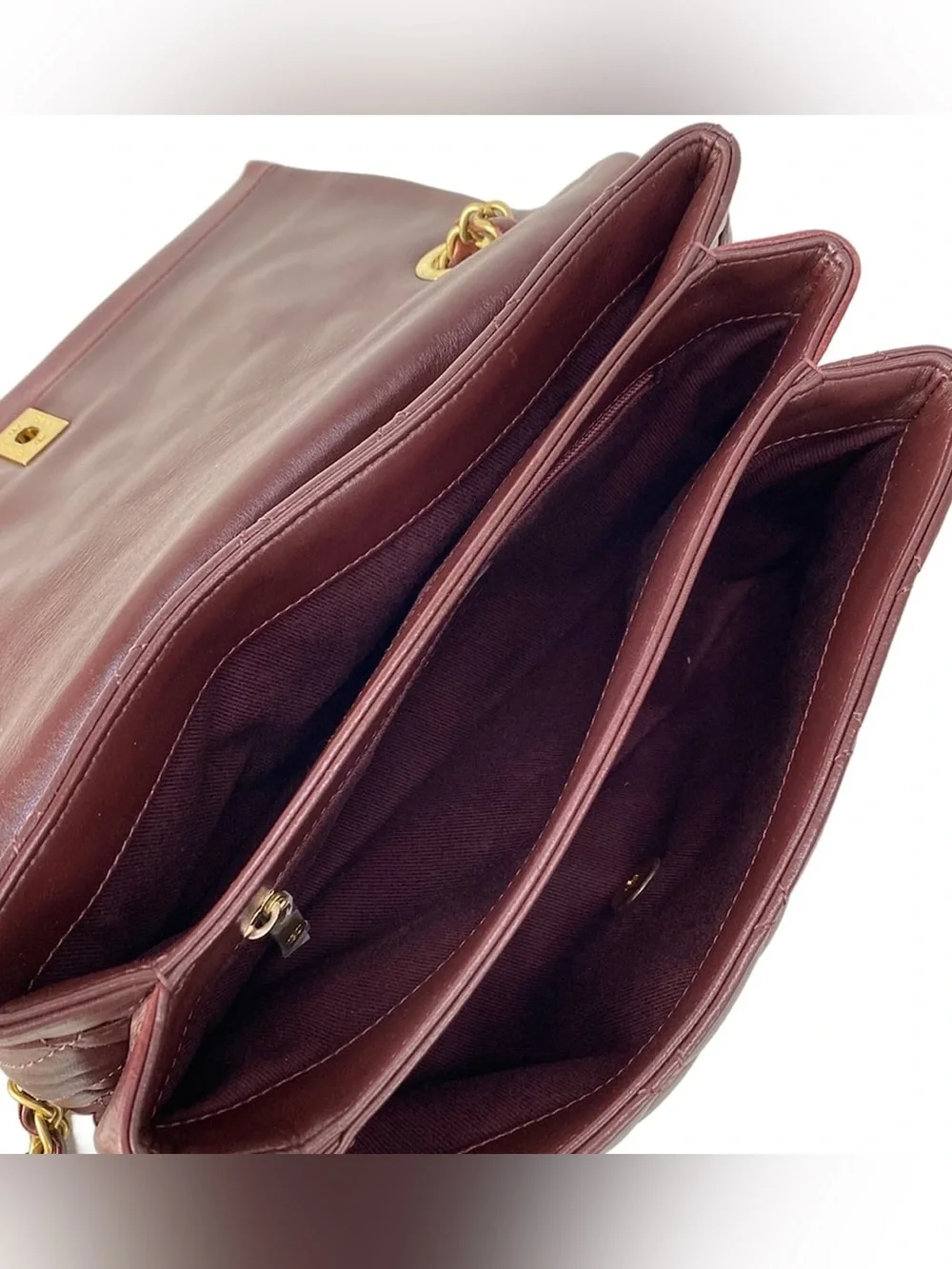 Authentic CHANEL Soft elegance quilted burgundy calf skin 2way bag